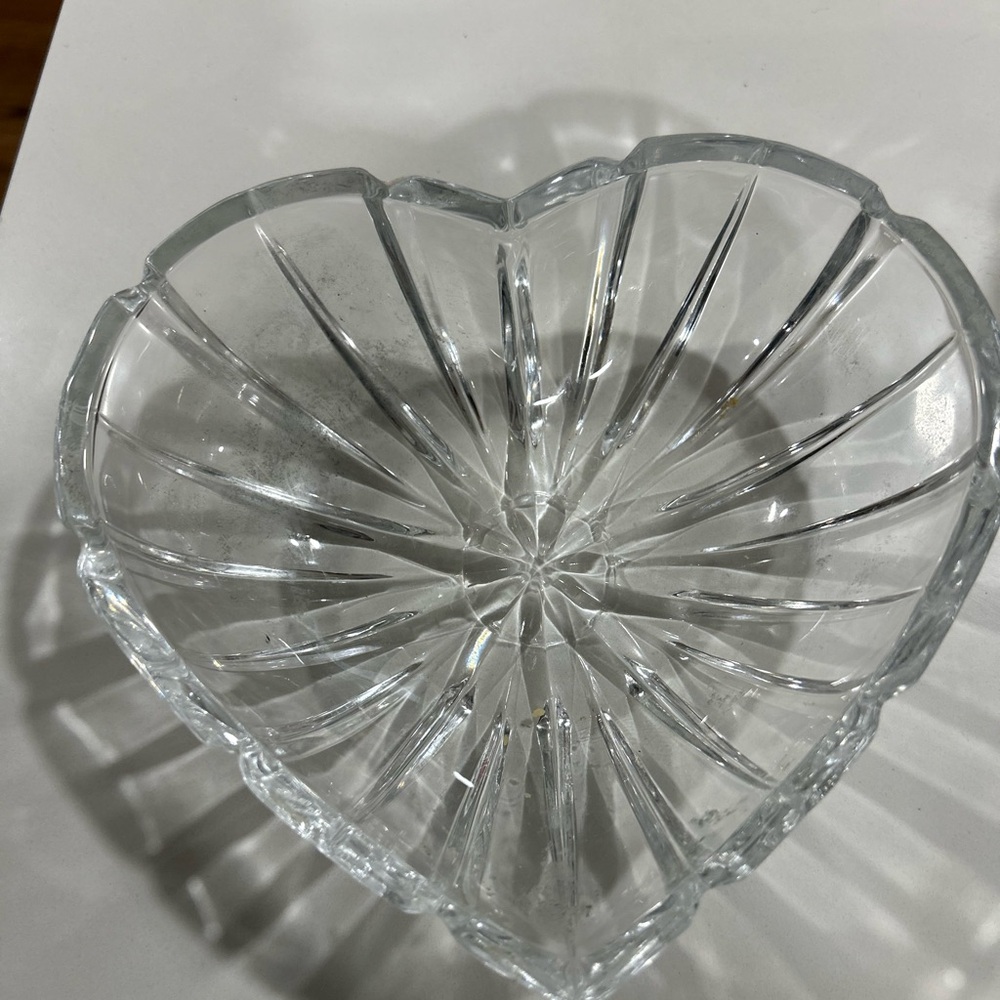 Vintage Heart Shaped Crystal Bowl dish